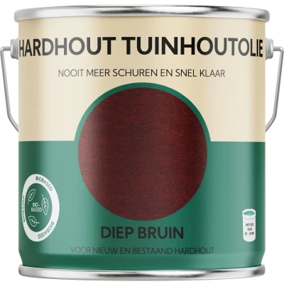Afbeelding van hardhout Tuinhoutolie diep bruin olie biobased 2.5 liter