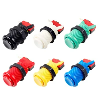 Afbeelding van EG STARTS 6x Amerikaanse Stijl Standaard Arcade Knoppen Schakelbare Happ Type 30mm Drukknop 187&quot; (4,8mm) terminal voor Jamma Mame Kit Onderdelen (Elke kleur van 1)