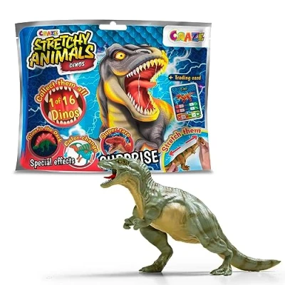 Afbeelding van CRAZE Stretchy Animals, superrekbare dino figuren, dinosaurus speelgoed om te verzamelen, met elastische huid en speciale vulling