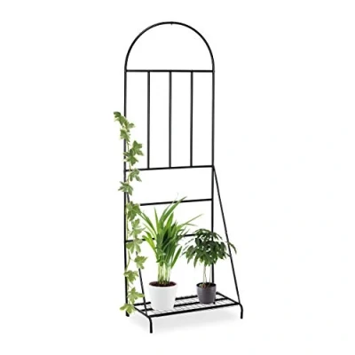 Afbeelding van Relaxdays plantenrek plantensteun vrijstaand rankhulp 200 cm hoog metaal zwart