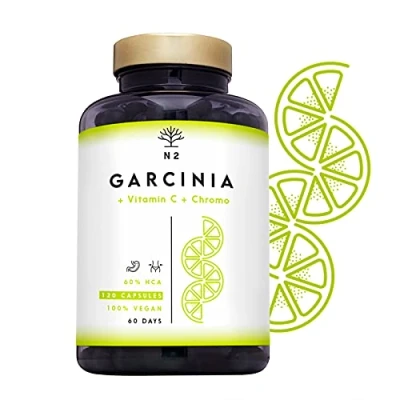 Afbeelding van Garcinia Cambogia 60% HCA Afslankpillen Afvallen met Pure Cambogia, Vitamine C, Chroom Eetlustremmer, Gewichtsverlies, Vetverbrander 90 Plantaardige Capsules Vegan EC N2 Natural Nutrition