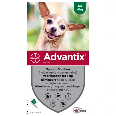 Afbeelding van Bayer Advantix Spot On 40/200 TOT 4 KG PIP (386032)