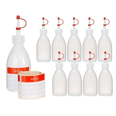 Afbeelding van Octopus 10x 100 ml knijpflacons, spuitflacons van LDPE met druppeldop, garnatieflacons, decoratieflacons voor keuken, hobby of laboratorium