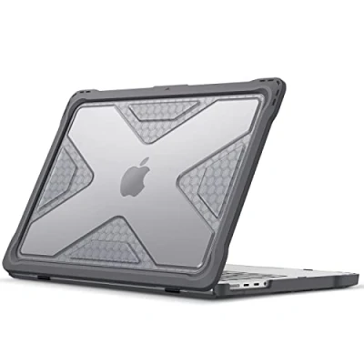 Afbeelding van FINTIE Hoesje compatibel met MacBook Pro 14 inch (release 2021) Model A2442 M1 Pro/Max robuuste harde hoes TPU bumper geschikt voor Retina Display &amp; Touch ID, (grijs)