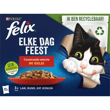 Afbeelding van Felix Multibox Elke Dag Feest Countryside Selectie Kattenvoer Lam Rund Kip 12x85 g