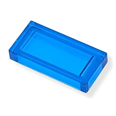 Afbeelding van LEGO Bouwaccessoires 1 x 2 trans donkerblauw (transparant blauw) tegels 100 stuks per pakket