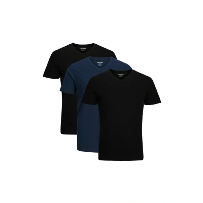 Afbeelding van Jack &amp; Jones 3ER PACK Tshirt basic Schwarz dunkelblau, Heren, Maat: Medium, dunkelblau