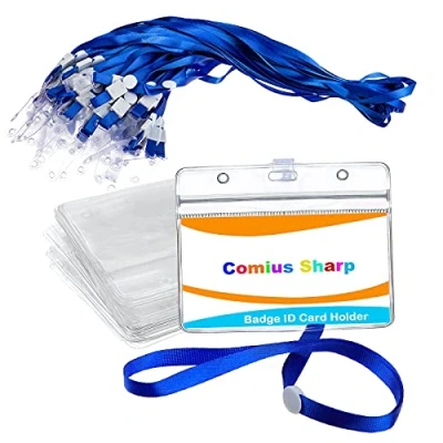 Afbeelding van Comius Sharp Plastic Badge Houders, Duidelijke Waterdichte Kaarthouder, Kaarthouder Beschermhoes met Grip Seal voor Lanyard/Reel Clip