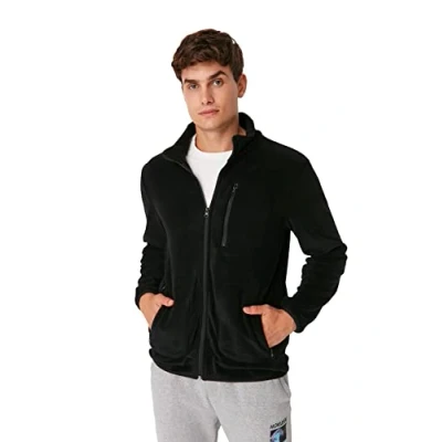 Afbeelding van Trendyol Zwarte Regular/Normal Cut Rits Warme Dikke Anti Pilling Fleece Sweatshirt Tmnaw23Hi00050