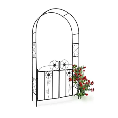Afbeelding van Relaxdays Rozenboog met poort metaal tuinboog voor klimplanten of rozen rankhulp
