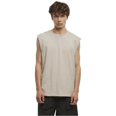 Afbeelding van Urban Classics Heren T shirt Open Edge Mouwloos voor mannen, ronde hals, katoen, verkrijgbaar in vele kleuren, maten XS 5XL, cloud, M