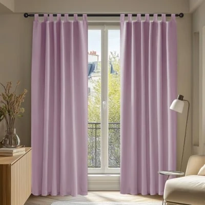 Afbeelding van Deconovo Gordijnen Lussen, Thermische Gordijnpanelen in Polyester voor Slaapkamer, Kinderen Kamer, 140x245 cm (B x H), Lichtroze, set van 2