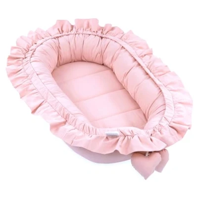 Afbeelding van babynest katoenen knuffelnest voor pasgeborenen 90x50 cm bed cocoon fleece stof in Dirty Pink