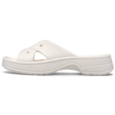 Afbeelding van Crocs Womens Cross Strap Badslippers, Dames, Maat: 34/35, Chalk Kunststof