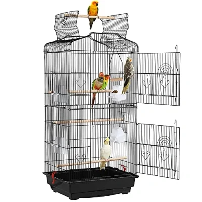 Afbeelding van Yaheetech Vogelvolière vogelkooi vogelhuis vogelhuisje vogelboer zwart