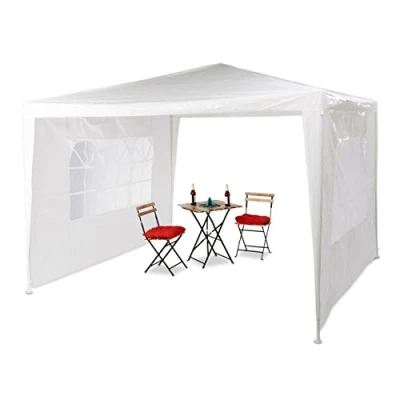 Afbeelding van Relaxdays partytent 3x3 2 zijwanden party tent pe festival tuin paviljoen wit