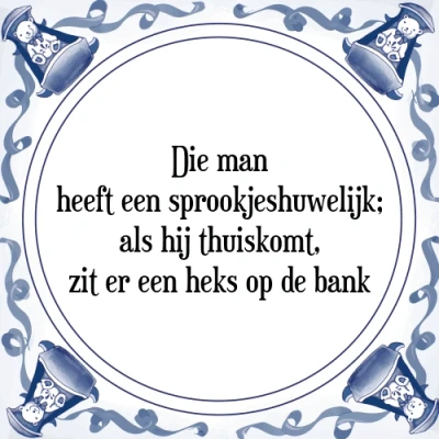 Afbeelding van Die man heeft een sprookjeshuwelijk; als hij thu Tegeltje + Spreuk