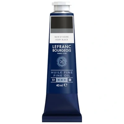 Afbeelding van Lefranc Bourgeois 301799 Fijne olieverf van uitstekende kwaliteit, lichtecht met een gelijkmatige consistentie, tube 40 ml, ideaal voor spieraammen, canvas, schilderbord Ivoor zwart