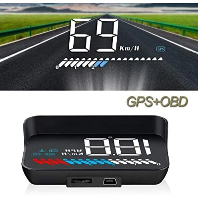 Afbeelding van iKiKin Autohead up display, auto HUD OBD2 &amp; GPS, 3,5 inch Head snelheidsmeter auto, snelheidsmeter, watertemperatuurmeter, motortoerental veiligheidsalarmen