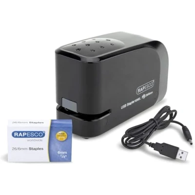 Afbeelding van Rapesco 626EL Elektrische nietmachine, 26/6, USB/batterij, zwart