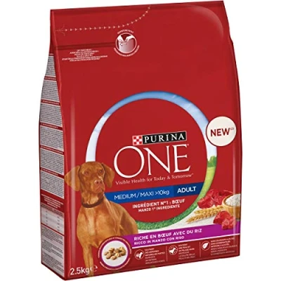 Afbeelding van 4x Purina One Medium Maxi Adult Honden droogvoer Rund 2500g