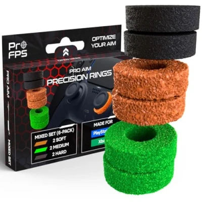 Afbeelding van ProFPS Precision Rings geschikt voor PlayStation 4 (PS4), 5 (PS5) &amp; Xbox Controller eSports Gaming Accessoires Soft/Medium/Hard Thumb Grips 6 stuks