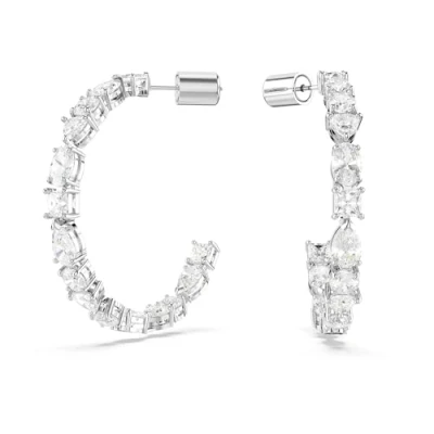 Afbeelding van Swarovski 5672834 Oorhangers Mesmera Ring zilverkleurig wit 3 x 39 mm