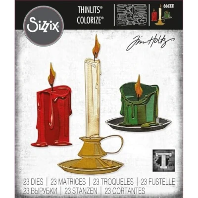 Afbeelding van Sizzix Thinlits Die Set 23PK Candleshop Colorize by Tim Holtz 666331 Metal, Wafer Thin Cutting Dies for Scrapbooking, Embossing, Journalling