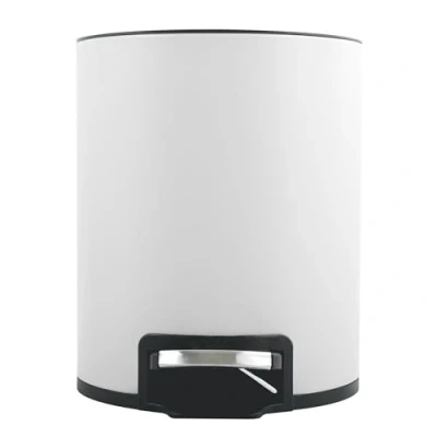 Afbeelding van Spirella Afvalemmer met 3 of 5 liter, roestvrij staal, zachte sluiting, binnencontainer Riku badkamer, pedaalemmer, vuilnisbak, valrem, mat wit