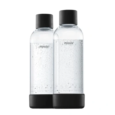 Afbeelding van MY SODA 2PB10F B Pak met 2 zwarte PET En biocomposietflessen van 1 liter