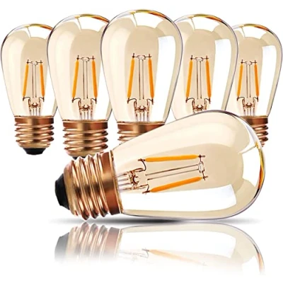 Afbeelding van Genixgreen Led E27 warm wit gloeilamp ST45/S14 1W vintage vervangt 10W gloeilampen, 2200K Warimwess Retro Edison ledlampen, niet dimbaar, verpakking van 6 stuks