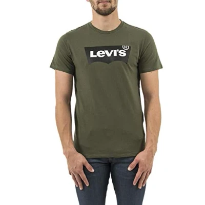 Afbeelding van Levi&#039;s Housemark Graphic TEE Tshirt print, Heren, Maat: Large, Tech olive night
