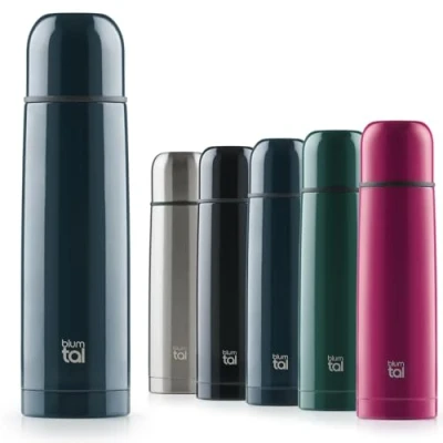 Afbeelding van Blumtal Eifel thermosfles lekvrije met drinkbeker voor onderweg, isolatie van warme dranken, vaatwasmachinebestendig, roestvrij staal 700ml, donker oceaanblauw