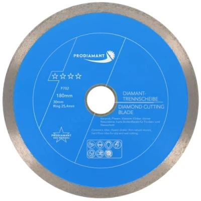 Afbeelding van PRODIAMANT Diamantdoorslijpschijf Tegel Professional 180 mm x 30/25,4 F702 ProRim breekt niet uit op geglazuurde tegels porselein aardewerk keramiek en natuursteen