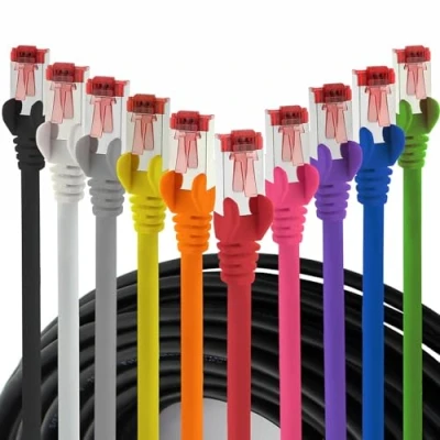 Afbeelding van 1aTTack.de 10 x 0,25 m CAT6 patchkabel S/FTP PIMF afscherming CAT.6 RJ45 netwerkkabel ethernetkabel DSL LAN router switch modem patchveld kleuren