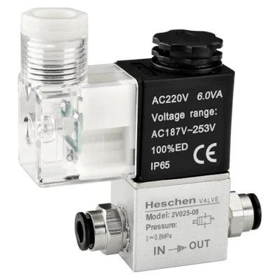 Afbeelding van Heschen elektrische pneumatische Magneetventiel 2V025 08 220VAC PT1/4 2/2 weg normaal gesloten CE IP65