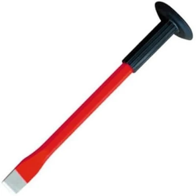 Afbeelding van Kippen 3009CX metselbeitel met platte punt handbescherming van rubber, afmetingen: 350 x 16 mm.