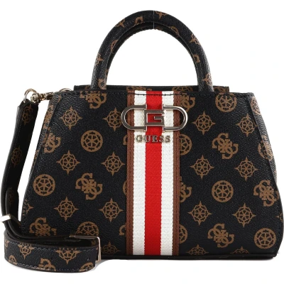Afbeelding van GUESS Schoudertas Handtas Nelka Mini Satchel Mocha Logo Donkerbruin