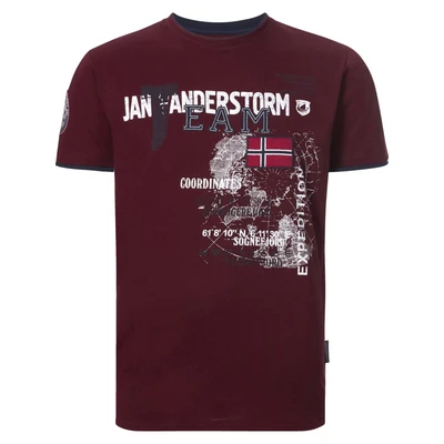 Afbeelding van Jan Vanderstorm T shirt SÖLVE Plus Size met printopdruk donkerrood