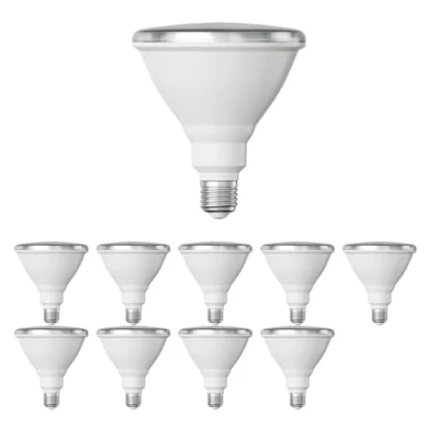 Afbeelding van ledscom.de 10 stuks E27 LED lamp, PAR38 korte hals, warm wit (2700 K), 15,7 W, 1152lm, 42, reflector spiegel (zilver)