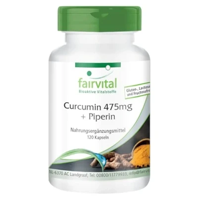 Afbeelding van Fairvital Curcuma capsules extract HOOG GEDOSEERD curcumine 95% met Bioperine (piperine) 120