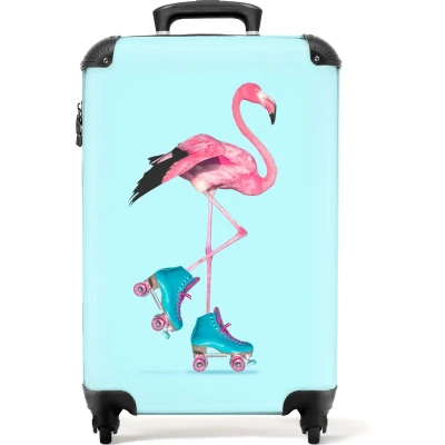 Afbeelding van NoBoringSuitcases.com® Koffer flamingo Kindertrolley meisjes 55x35x25