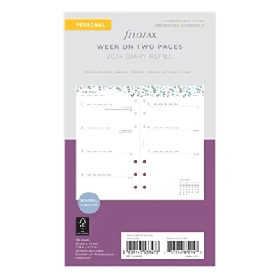 Afbeelding van Filofax Personal Vulling Week Op 2 Pagina&#039;s Garden 2024