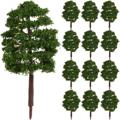 Afbeelding van LIOOBO Model Boom Landschap Trein Spoorwegen 9CM 20st (Donkergroen)
