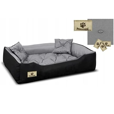 Afbeelding van Kingdog Honden en kattenbed met kussen Binnenmaat:115x90 / Buitenmaat: 130x105cm Grijs/Zwart