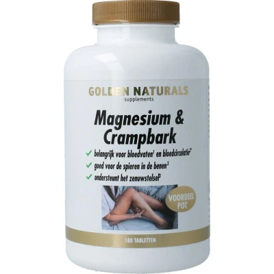 Afbeelding van Gratis Verzending: 2x Golden Naturals Magnesium&amp;Crampbark 180 tabletten