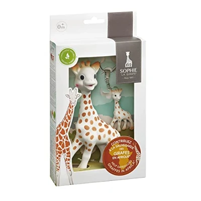 Afbeelding van Sophie de giraf Save the Giraffes Cadeauset &amp; sleutelhanger 100% Natuurlijk rubber 2 Delig