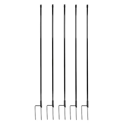 Afbeelding van horizont StrongLine Glasvezelpalen 110 cm hoog, 5 stuks 13 mm diameter, met dubbele punt zwarte palen voor weidehek, hekpalen, reservepaal gevogelte omheining