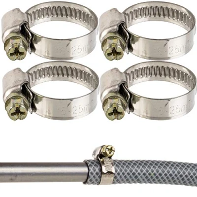 Afbeelding van Professionele slangklemmen, Slangklem Met wormaandrijving, Klembereik 16 25 mm, set van 4 stuks, Uit staal W2, kruisgleuf, 9 mm Bandbreedte, Buisklemmen voor wasmachine, Tuin, Vaatwasser, Zwembad