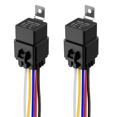 Afbeelding van Gebildet 2pcs 40/30Amp Waterdichte Relaisschakelaar Harness Set 12V DC 5Pin SPDT Automotive Relais 14AWG Heet Draden